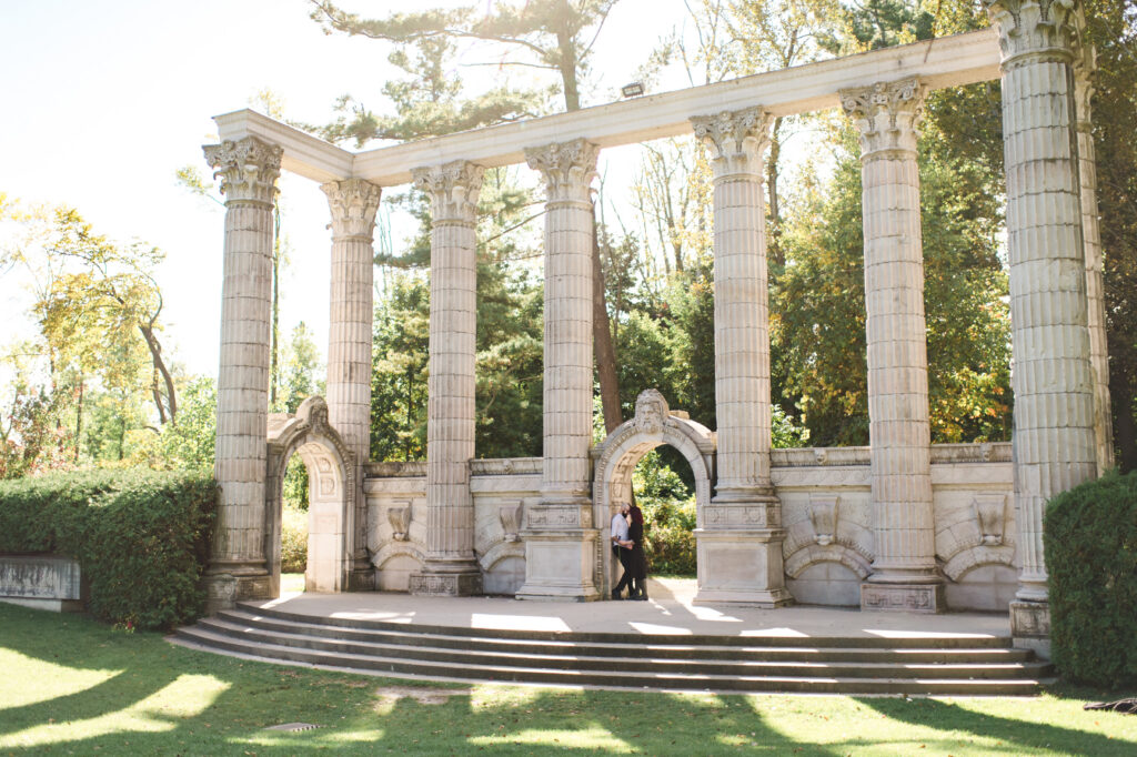 Editorial engagement photo at Distillery District by Toronto engagement photographer Ania Studios